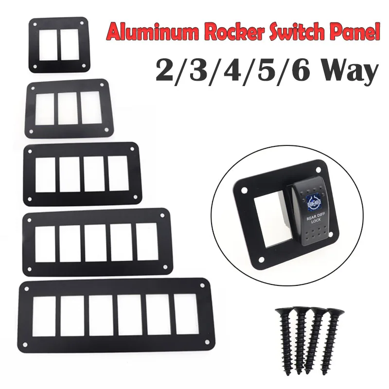 Wippschalter-Panel-Gehäusehalter, Wippschalterung, schwarze wasserdichte eloxierte Aluminiumplatte, mit Schrauben für Car Marine
