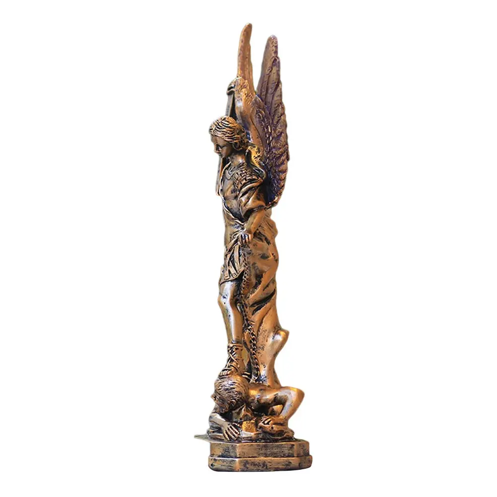 

Religious Gift Angel Statue Killing Demons Sculpture St Cherub Figurine Home Decor Desktop Statuette