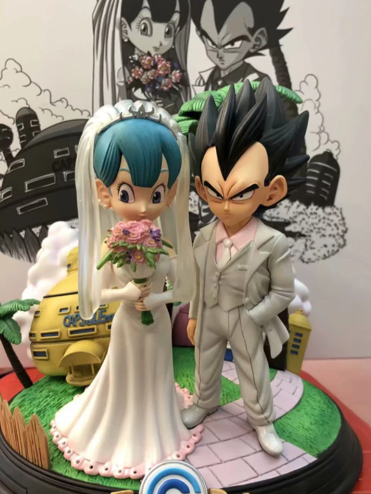 26cm Anime large Dragon Ball Z Vegeta IV Bulma Wedding Figure GK PVC Model Statue giocattoli da collezione per bambole per bambini