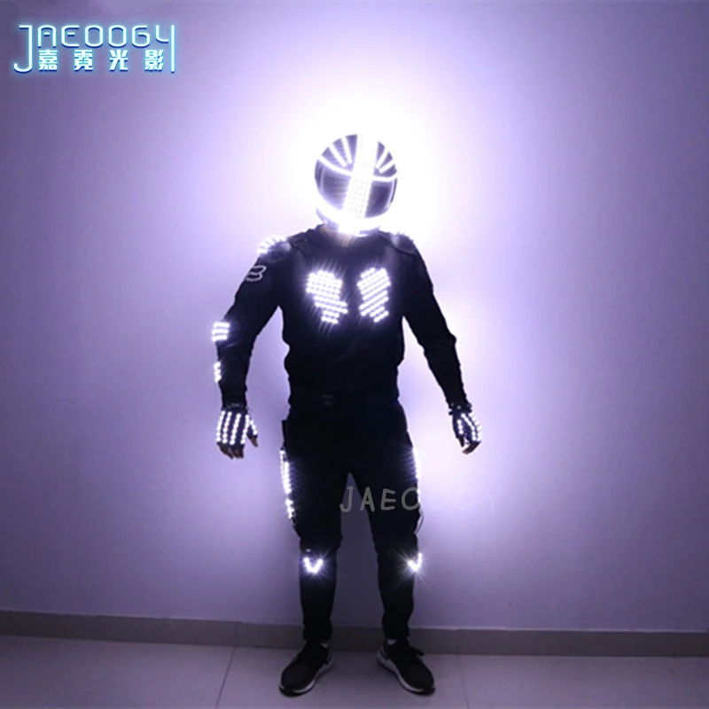 LED Robot Luminous Clothing Stilts Walking Helmet Laser Gloves Performance Activity Clothing Props