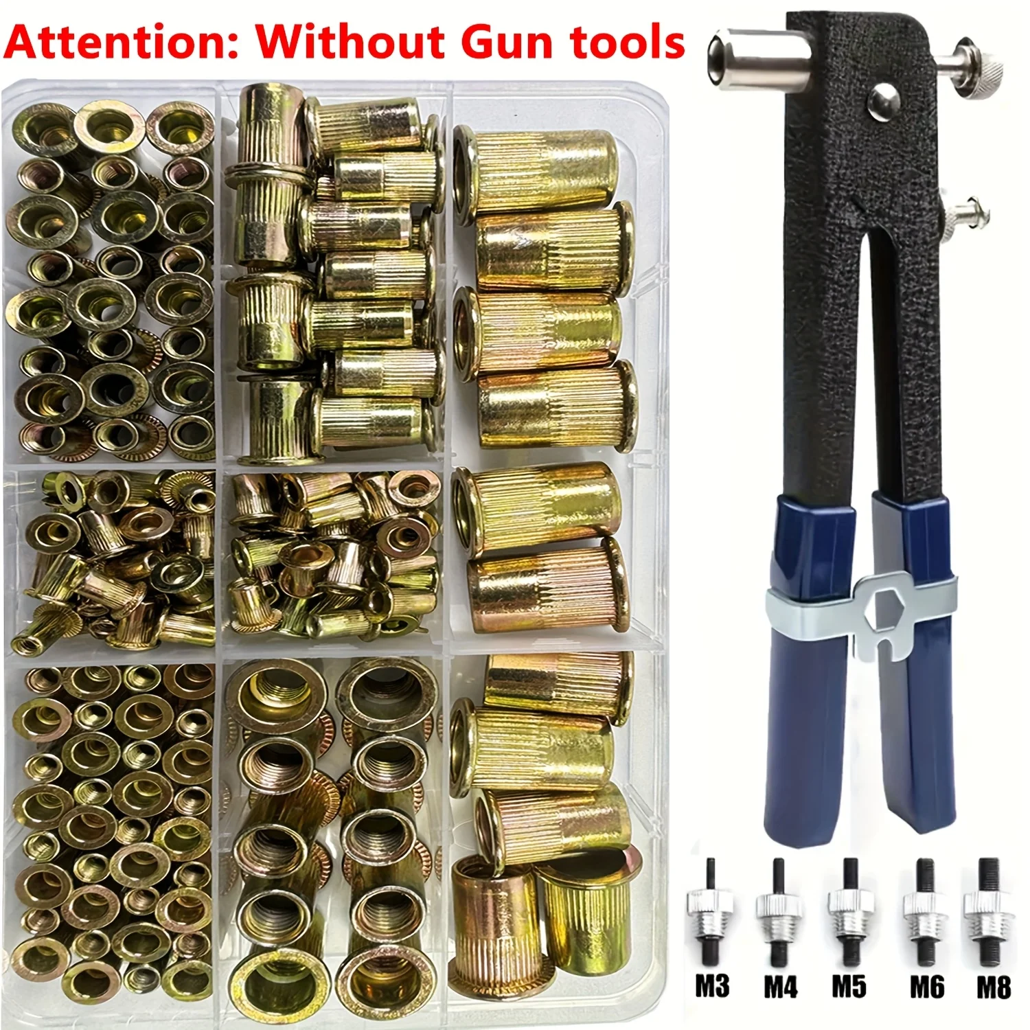 92Pcs Heavy‑Duty Galvanized Metric Blind Rivet Nuts, Fully‑Threaded Inserts for Auto, Furniture, Electrical & Industrial Fasteni