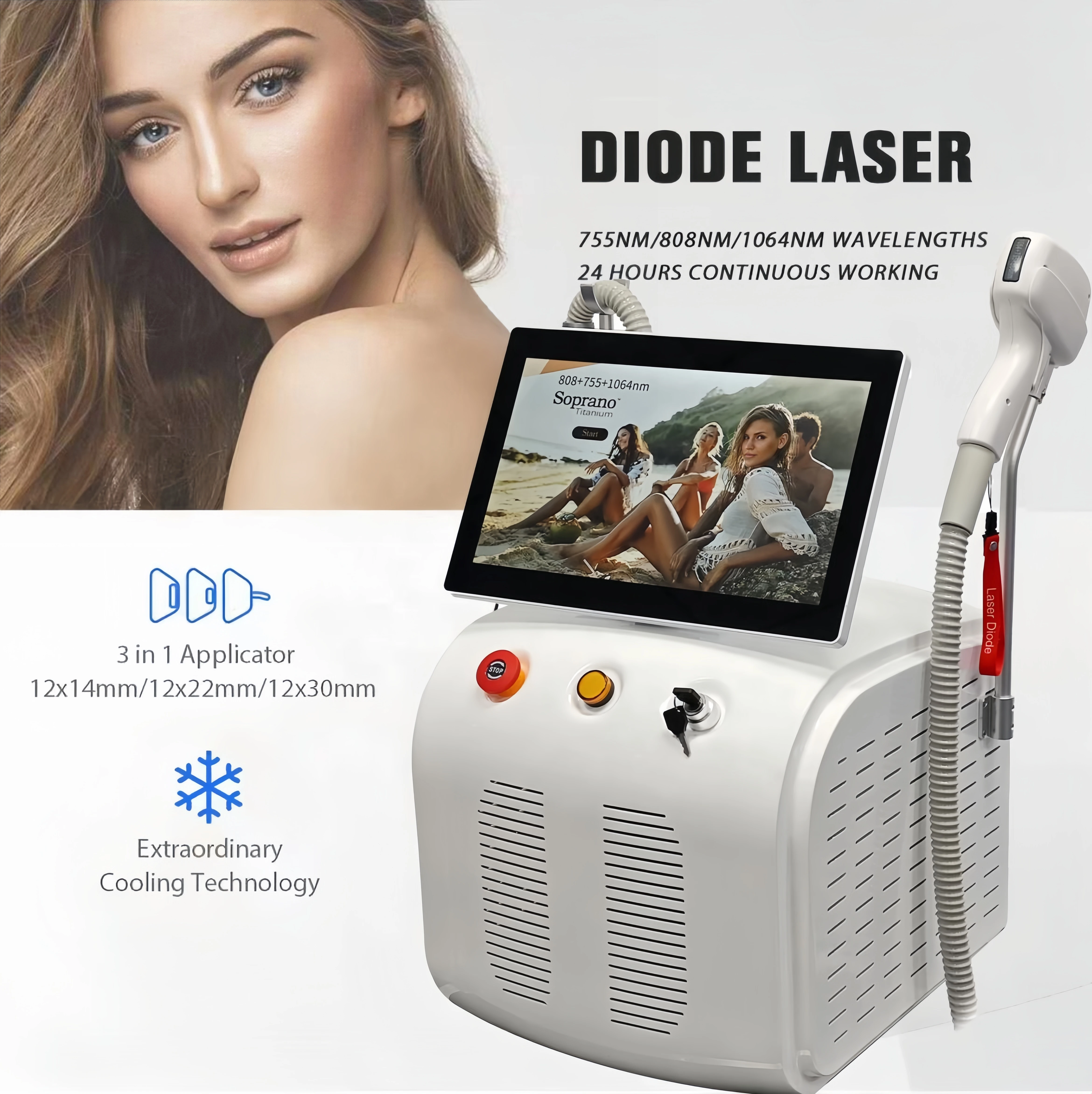 

3 Wavelengths Diode Laser Hair Removal Painless Professional Machinedesktop Skin rejuvenation Hair Removal
