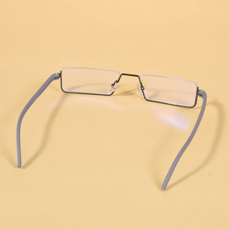 Metall Anti-Blau Licht Lesebrille Männer Halb Rahmen Brillen Männlichen Brillen Mit Fall + 125 + 175 + 225 + 275 + 300 + 350 – Detail 16