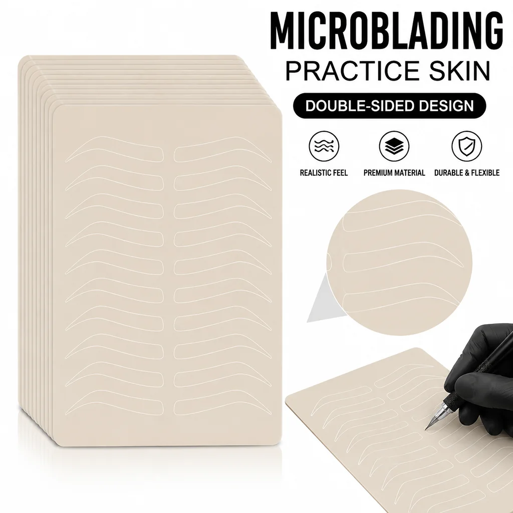 Microblading Eyebrow Practice Skin Training Fake Skin Double Sided Silicone Sheet Realistic Skin for Beginner Tattoo Accessories