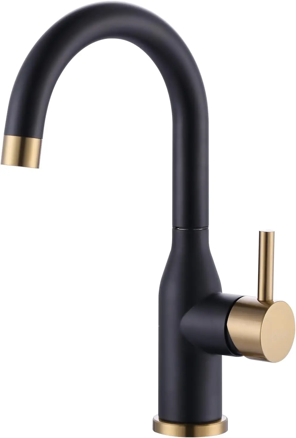 

Black and Gold Modern Single Handle Bar Faucet, 1 Hole, 360 Swivel, RV Sink Faucet, Mini Bar Tap with Water Supply Hoses
