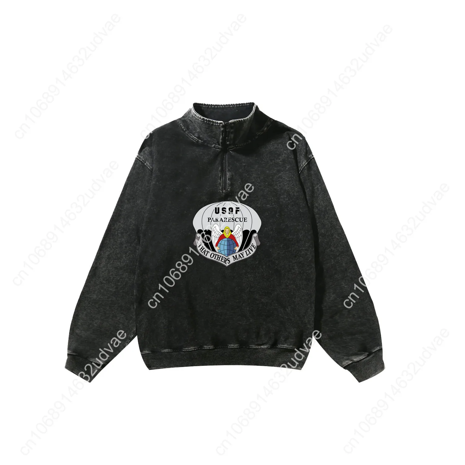 Força aérea dos eua pararescue retro moletom homem mulher adolescente vintage pulôver meio zíper suor feito sob encomenda topos manga tshirt