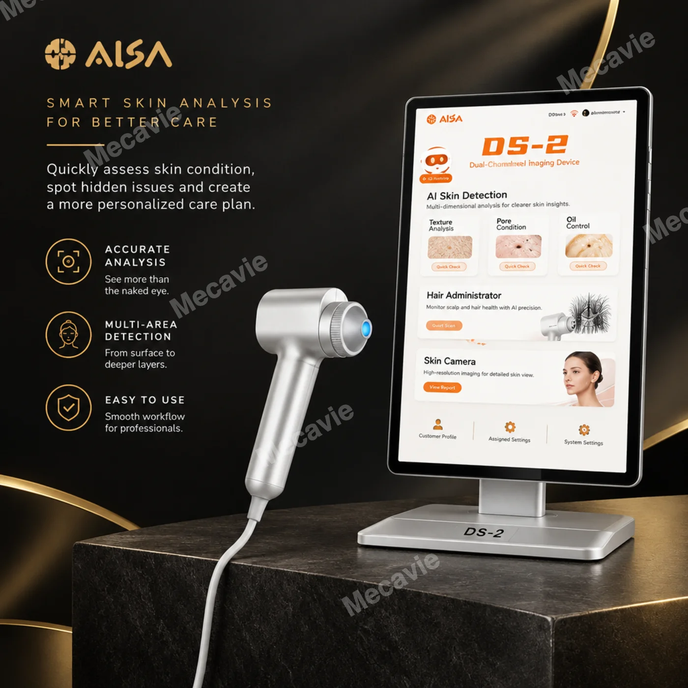 Aisa Ds Dual Dimensional Imaging Device For Smart Skin And Scalp Analysis With Inch Fhd Display Dual Imaging Spectrum Lighting