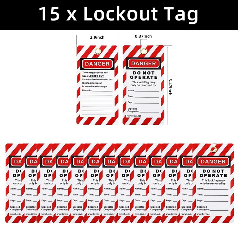 Lockout Tagout Kit Set -Lockout Tagout Tag, Nylon Tie, Nylon Storage Bag, Redsafety Padlock, Lockout Tagout Locks ( Red Set )