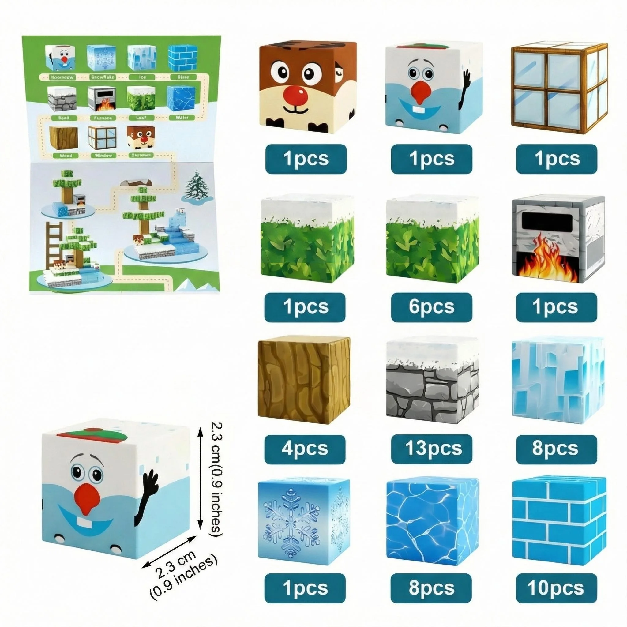 مجموعة مكعبات البناء المغناطيسية لعبة بناء مكعبات شتوية ثلاثية الأبعاد يمكنك صنعها بنفسك قلعة عالم الثلج الجليدي الجذعية هدية عيد الميلاد التعليمية للأطفال #2