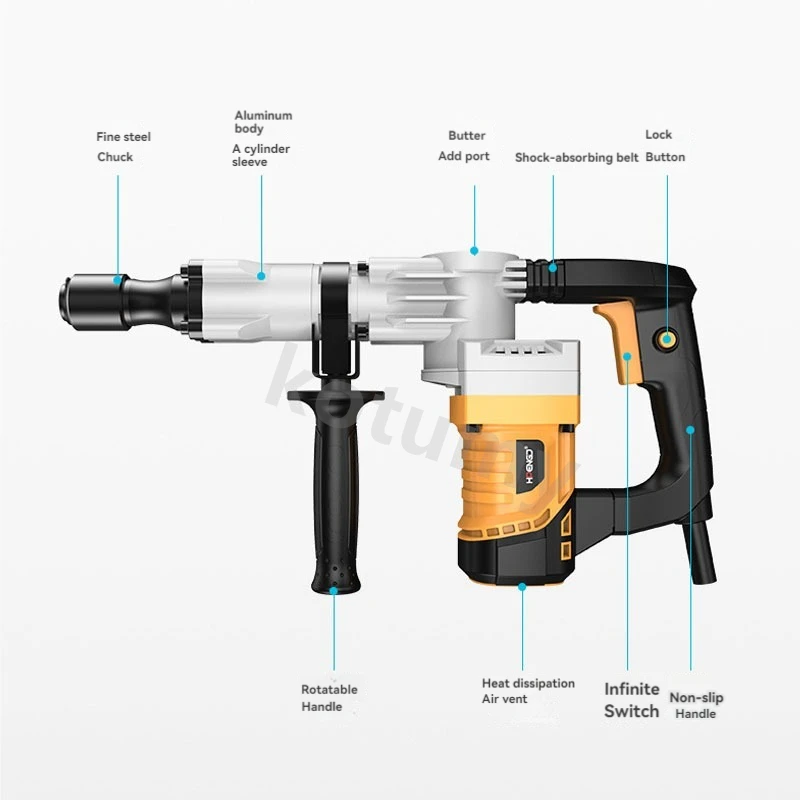 Industrial Grade Electric Hammer Drill Machine Multifunction Impact Drill  Electric Pick for Concrete Metal Stone