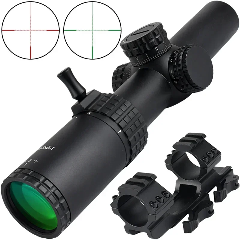 1-5X24 IR Tactical Red Green Light Reticle Scope Rifle Wide Angle Airsoft Riflescope Hunting Optics Shooting Gun Sight For AR