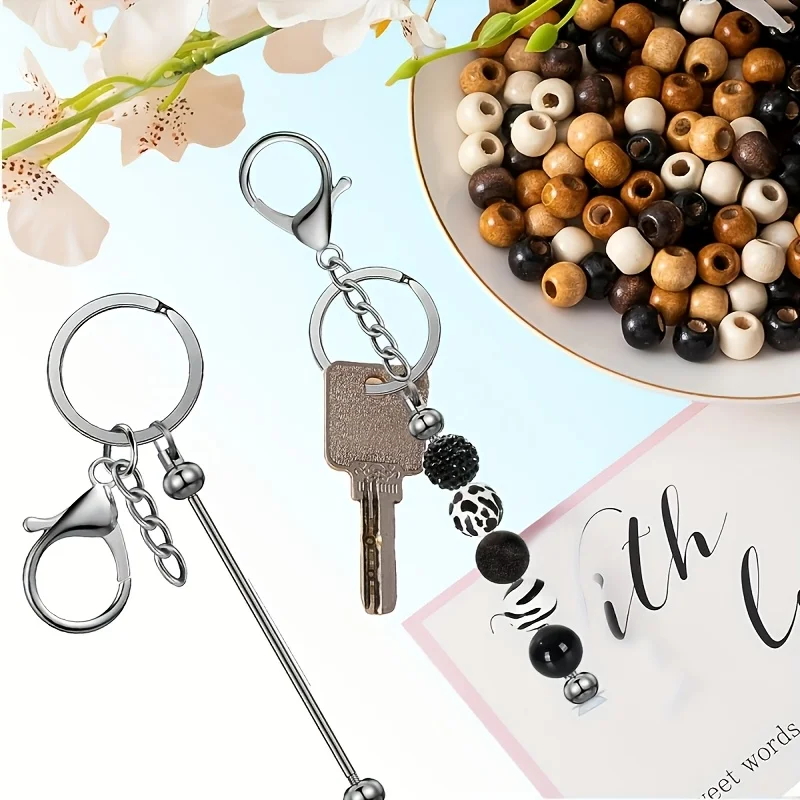 6pcs Bulk Keychain Novelty Essential Home  Blank Key Rod Blank Handmade Keychain UnisexBlank Beaded Keychain Strips Gifts Bulk - view 4
