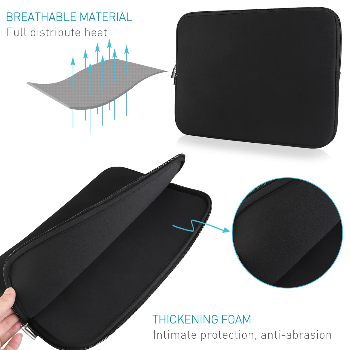 

Laptop Sleeve Case Bag Portable Neoprene Water Resistant Protective Cover for 13 13.3 14 Inch Retina Notebook Zippered