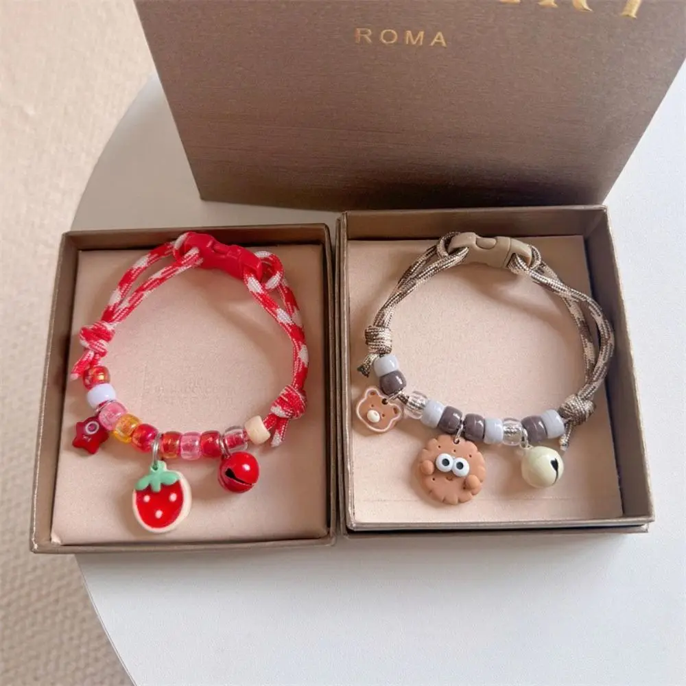 

Cute Colorful Pet Necklace Braided with Bells Cat Neck Chain Adjustable Cat Puppy Collar Cat