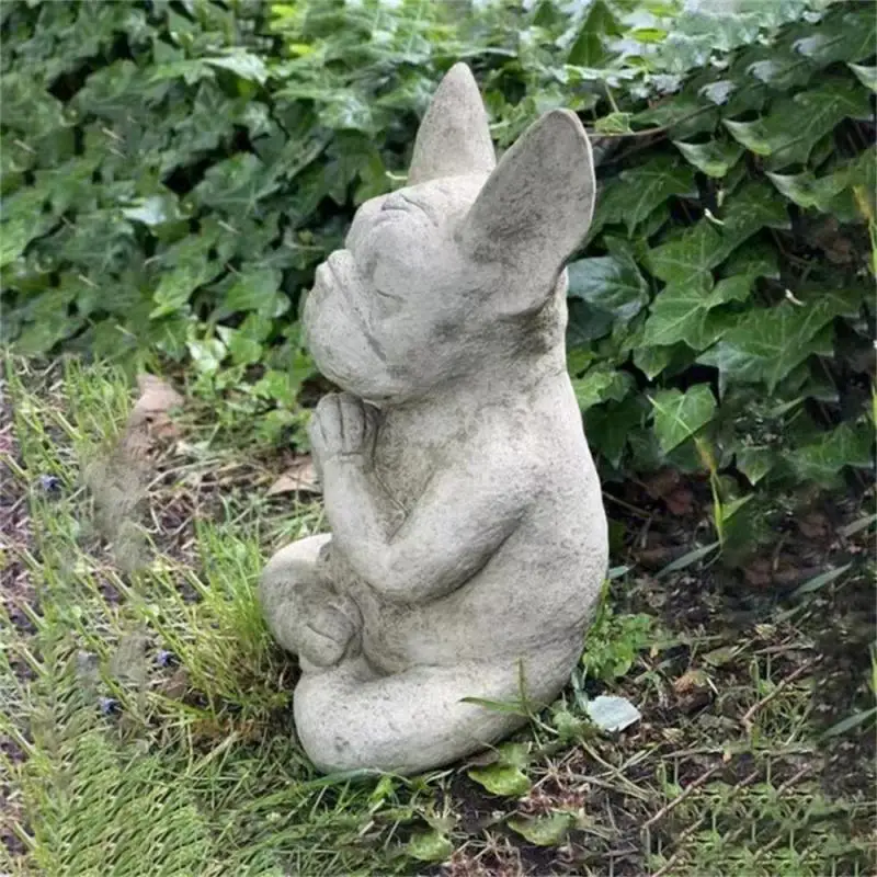 

Dog Statue Resistant Waterproof Resin Garden Decoration Bulldog Sculpture Yoga Pose Meditation Dog