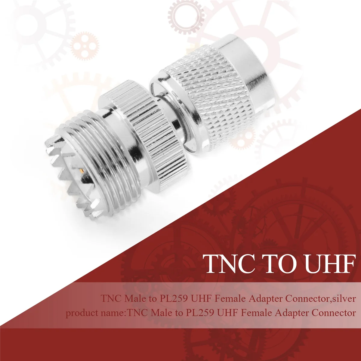 Разъем адаптера TNC Male to PL259 UHF Female, серебристый