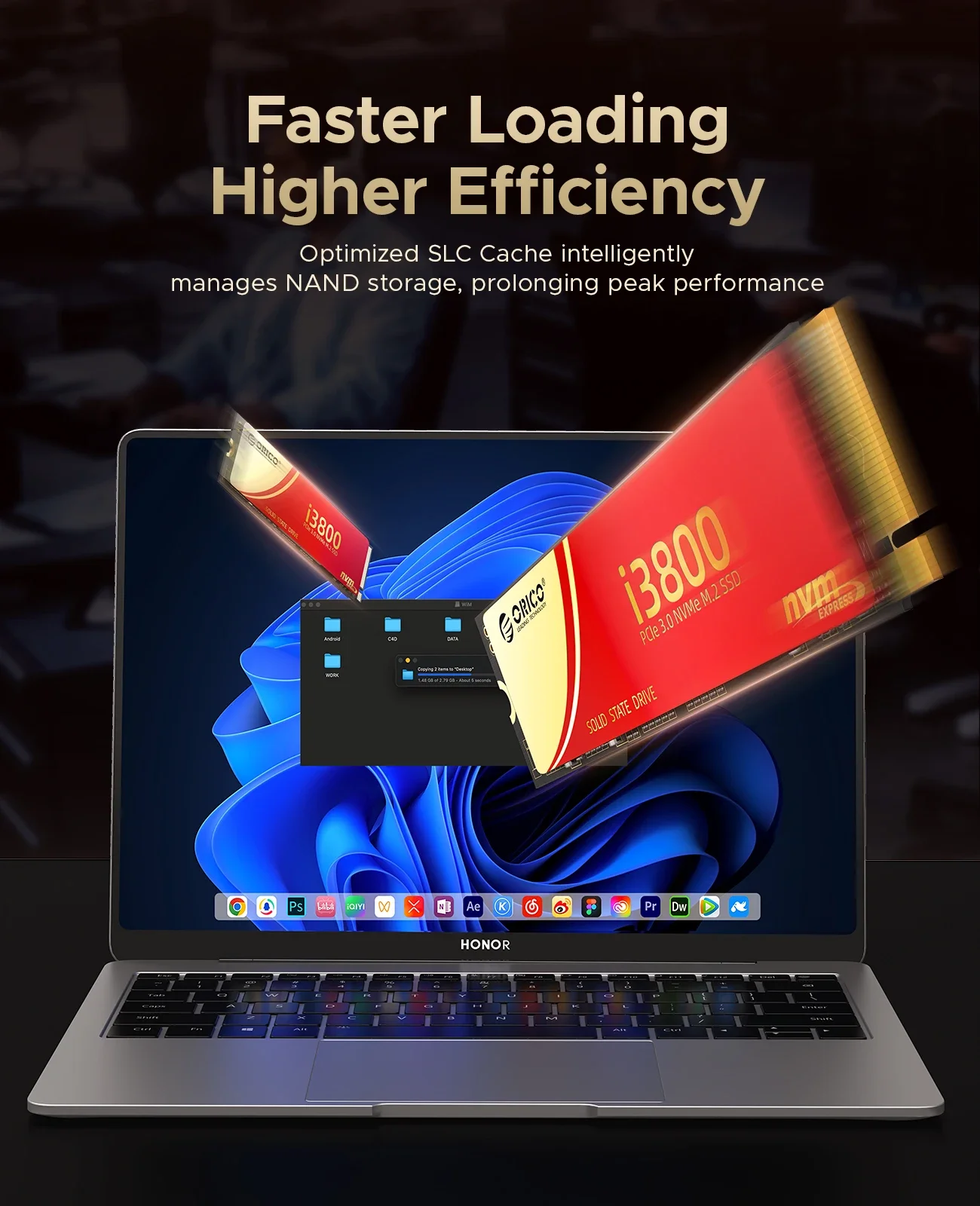 ORICO NVMe SSD 1 تيرا بايت 2 تيرا بايت PCIe 3.0 3600 برميل/الثانية M.2 NVMe 2280 SSD ملحقات تخزين القرص الصلب للحالة الصلبة لأجهزة الكمبيوتر المحمول وأجهزة الكمبيوتر المكتبية