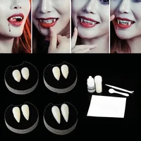 1-4Pcs Halloween Vampire Dentures Prop Halloween party Costume DIY Cosplay Props Decoration False Teeth With Dental Gum 5