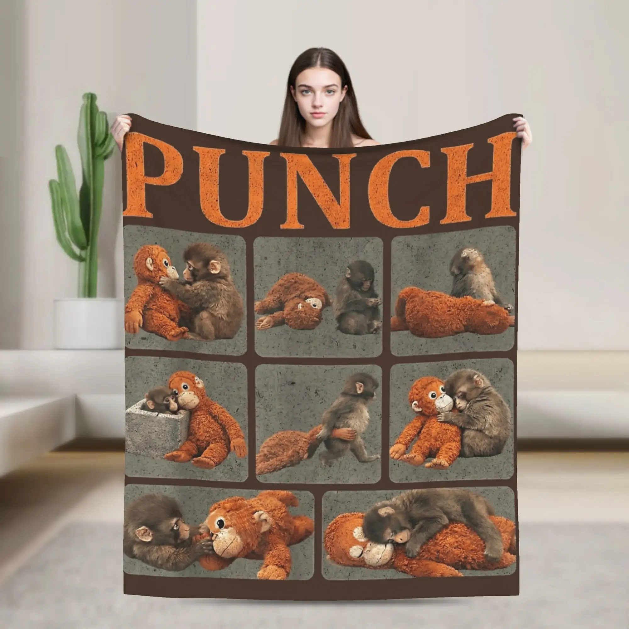 Lonely Punch Monkey Blanket  Plush Funny Warm Throw Blanket for Home Restaurant Decoration