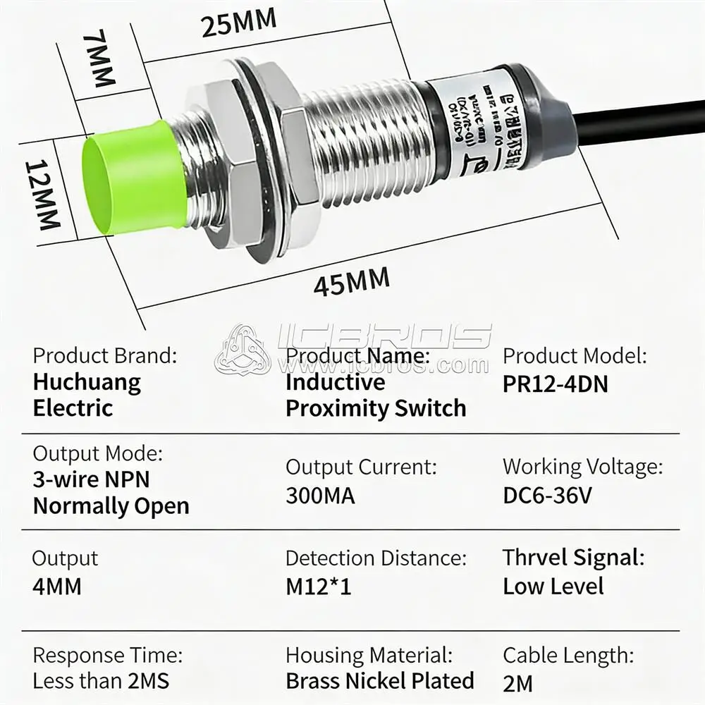 M12 Metal Sensor PR12-4DN PR12-4DN2 PR12-4DP PR12-4DP2 PR12-4DO PR12-2DN PR12-2DP Proximity Switch Three Line NPN 24V