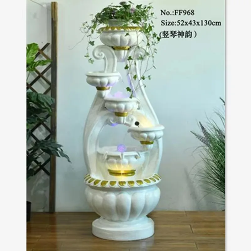 Modern artificial resin eco-friendly fountain water feature fountain with lucky wheel with feng shui design
