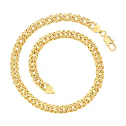 XP Jewelry --( 50 cm x  9 mm )  24 K Pure Gold Plated Weave Chain Necklaces For Men Women Fashion Jewelry
