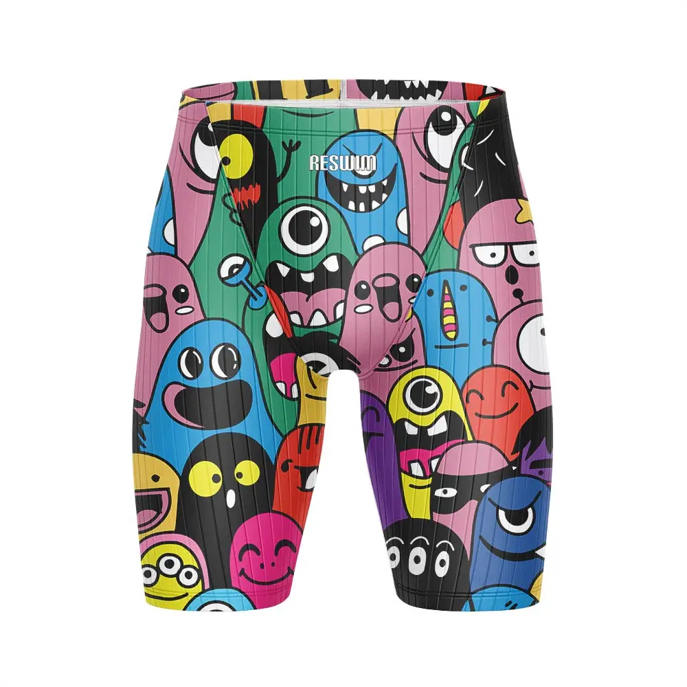 New Men Swimwear Jammer Swimming Shorts Beach Surf Tights Trunks Training Swimsuit Printing Contest Sports Surfing Diving Trunks image 5
