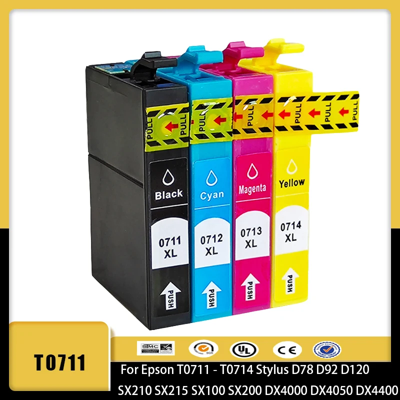 Cartucho de tinta vilaxh T0711 T0712 T0713 T0714 para impresora Epson Stylus DX6050 DX7400 DX7450 DX8400 DX8450 DX9400 DX9400F