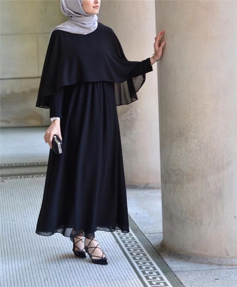 Muslim Dresses Chiffon Elegant Cloak Big Swing Robe Muslim Abaya Hijab Dress Eid Abaya Muslim Dress Women Muslim Sets Abaya