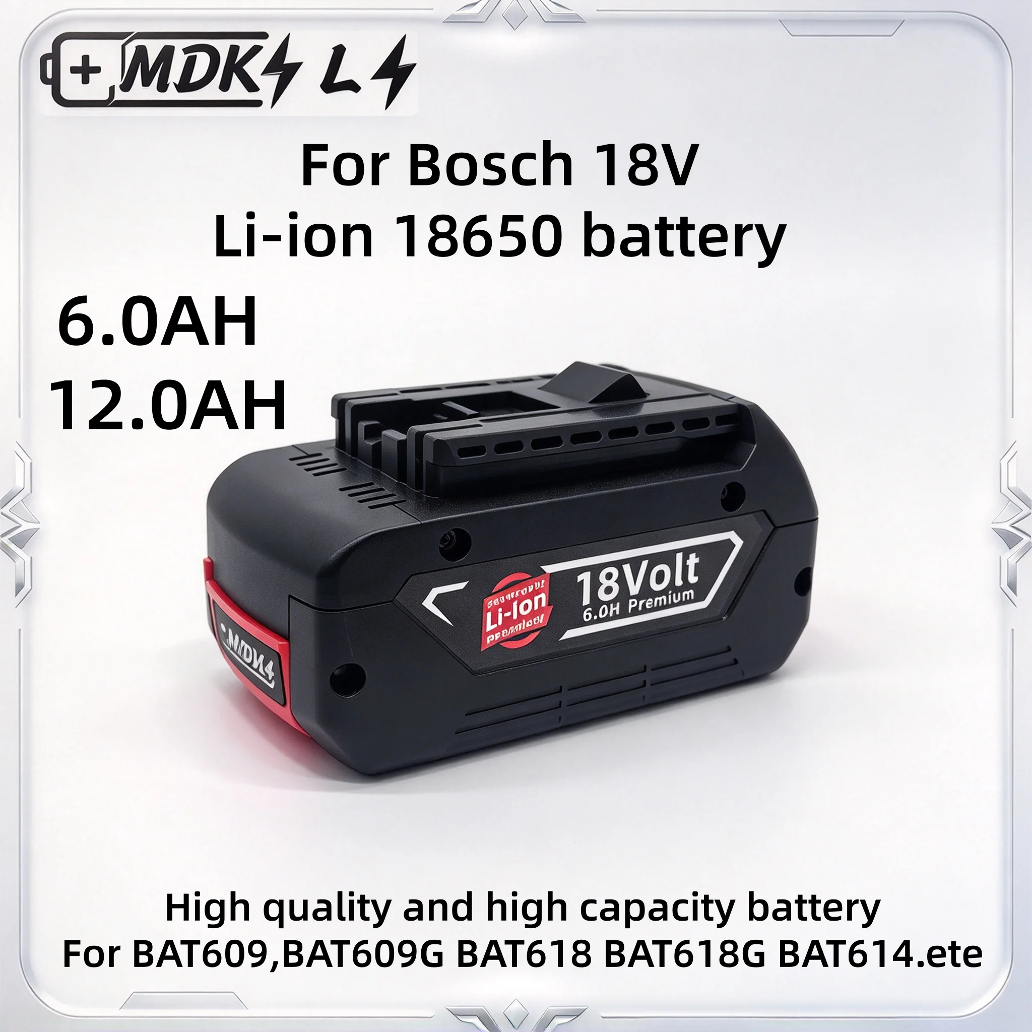 For Bosch 18V 6.0Ah Professional Rechargeable Lithium Battery BAT609, BAT609G, BAT618, BAT618G, BAT614, Fast Charge Charger