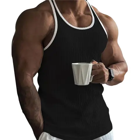 Men s Sleeveless Muscle Tank Tops with Racerback Design for Workout Training and Gym Fitness - Casual Streetwear Style