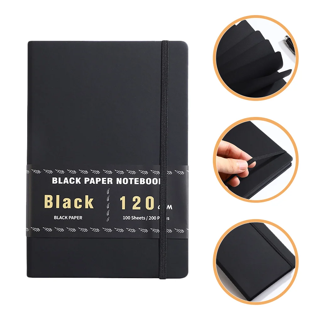 Journaling Notebooks Blank Black Paper for White Ink Scrapbook Taking Sketchbook