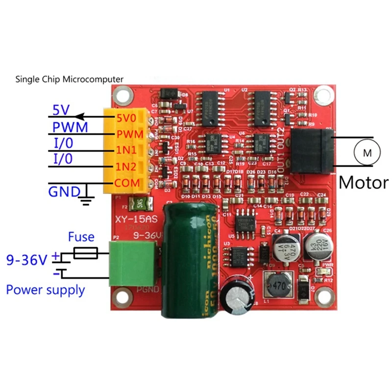 Gleichstrom motorantrieb platine 15a 6-36V Hochleistungs-Industrie-PWM-Drehzahl regelung PWM-DC-Drehzahl regler modul