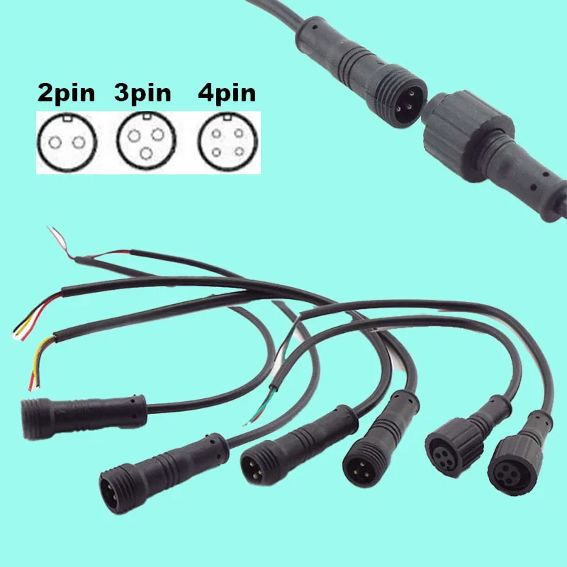

5 шт./лот, водонепроницаемый кабель питания, мужской и женский, 2-контактный, 3-контактный, 4-контактный разъем, разъем адаптера, провод 500 В, соединительные шнуры для светодиодных лент