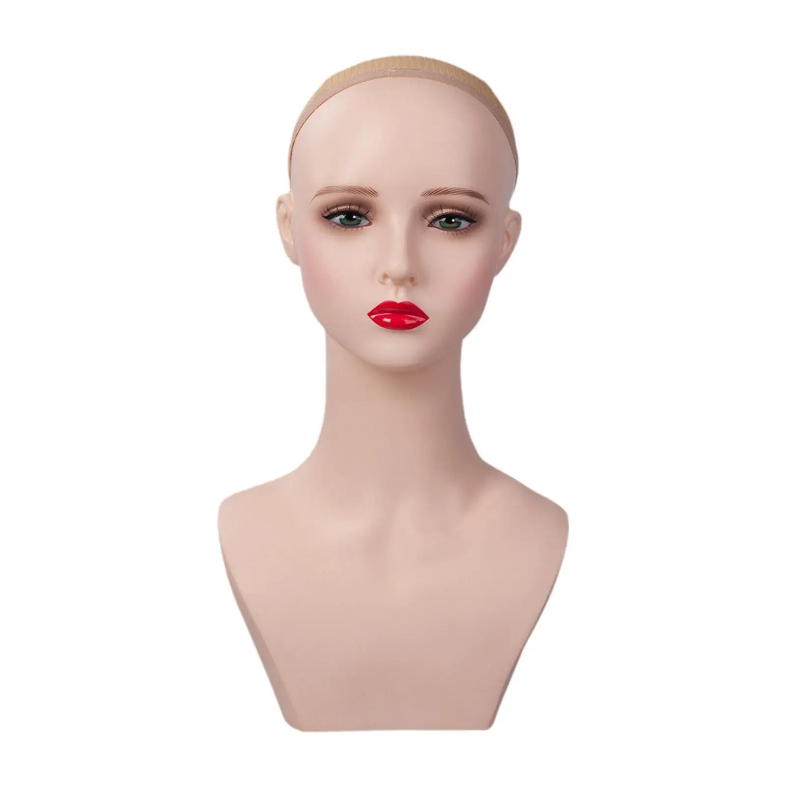 Female Mannequin Head with Shoulder Training Head Multipurpose Lightweight Manikin Toupee Display Stand for Hair Styling Cap