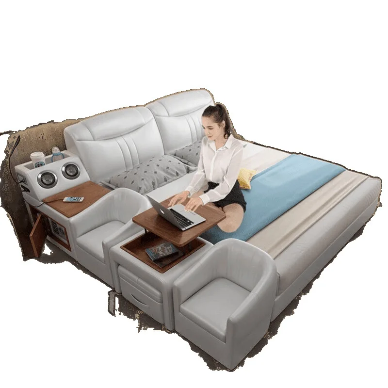

Tatami leather bed, double bed 1.5 meters simple modern soft massage wedding master bedroom furniture