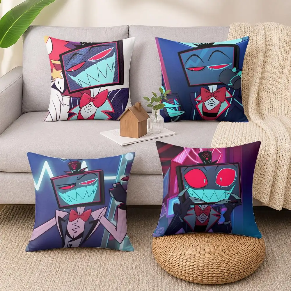 Vox H-hazbin Hotel Cushion Cover Wrinkle-Resistant Short Plush Cushion Covers Breathable Machine-Washable
