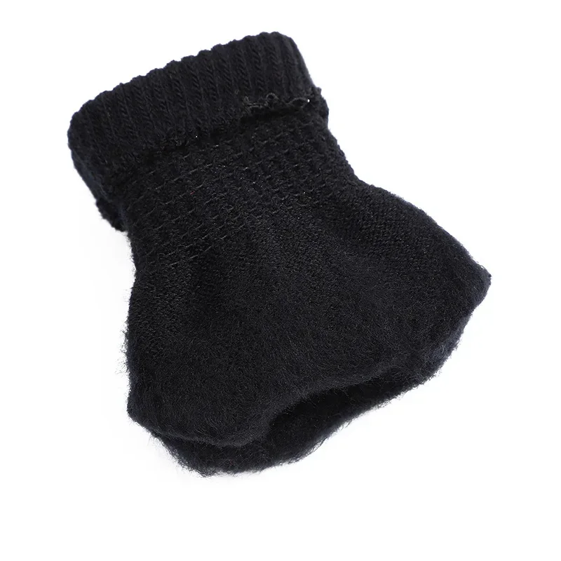 1Pair Black Unisex Half Finger Fingerless Gloves for Women Men Wool Knit Wrist Cotton Gothic Gloves Winter Warm Workout Gloves