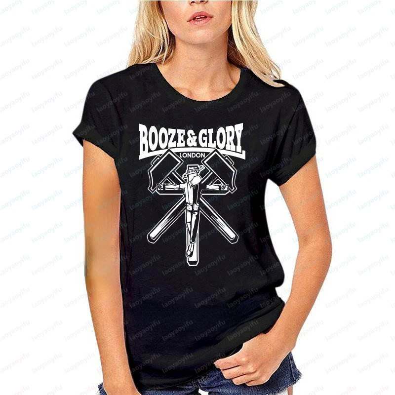 Funny T Shirt Women Booze and Glory Crucified TShirt Men Clothing Women Men Short-sleev Tops Ropa Hombre Camisetas De Mujer