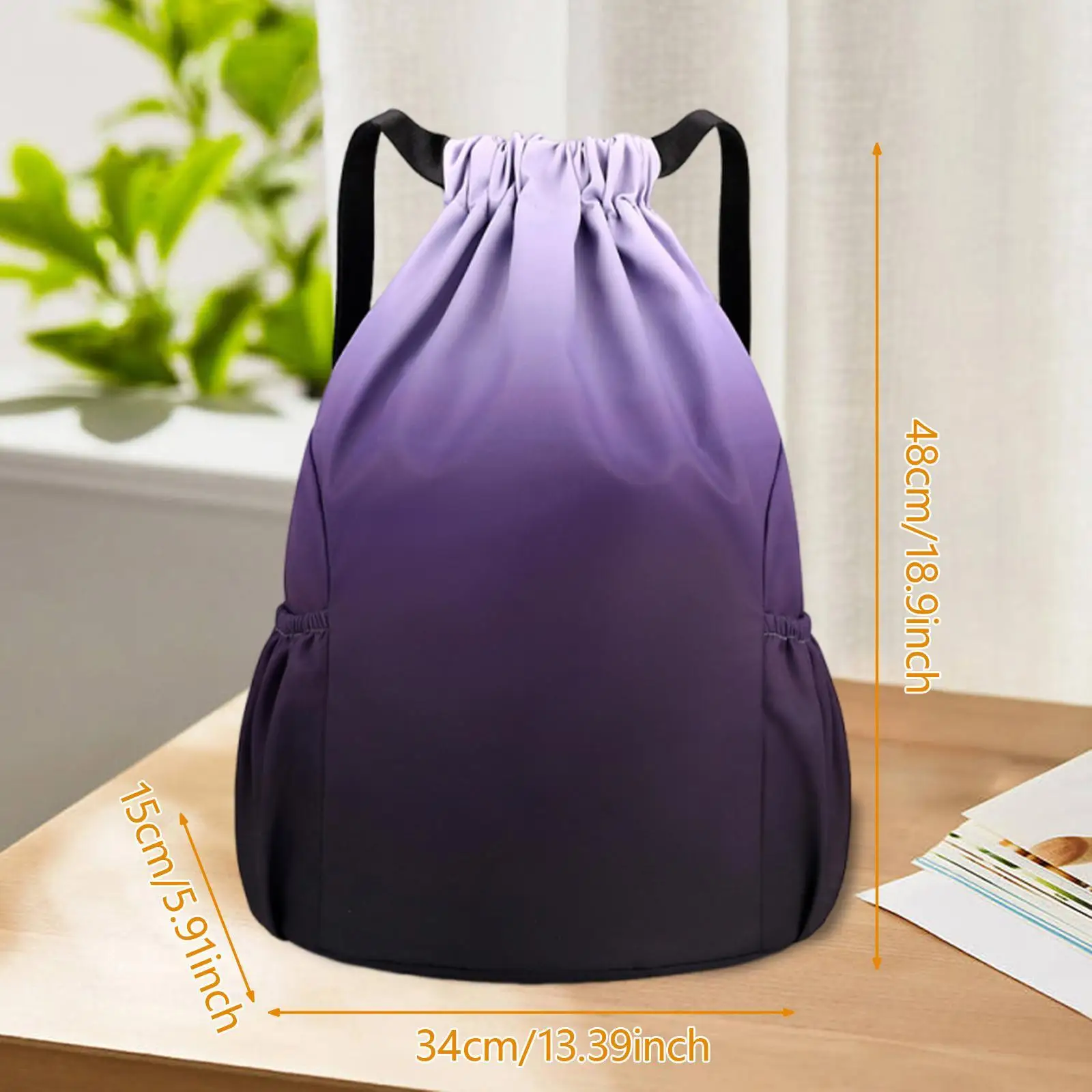 Drawstring Backpack Men Women Lightweight Sport Gym Sackpack Sports Gym Bag for Rugby Ball Hiking Volleyball Shopping view 5