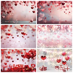 Valentine's Day Backdrop Glitter Light Bokeh Red Love Heart Flower Wedding Party Couple Portrait Photography Background Decor