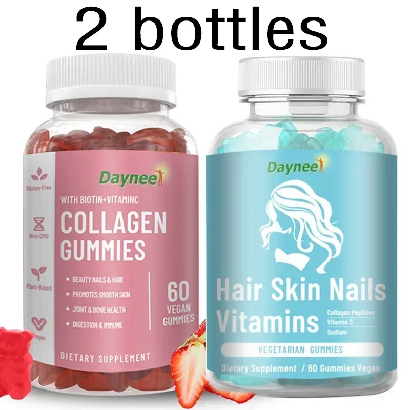 1 set di caramelle gommose alla biotina + caramelle gommose al collagene per migliorare l'immunità, la nutrizione del supplemento, promuovere la crescita, migliorare il metabolismo dei grassi