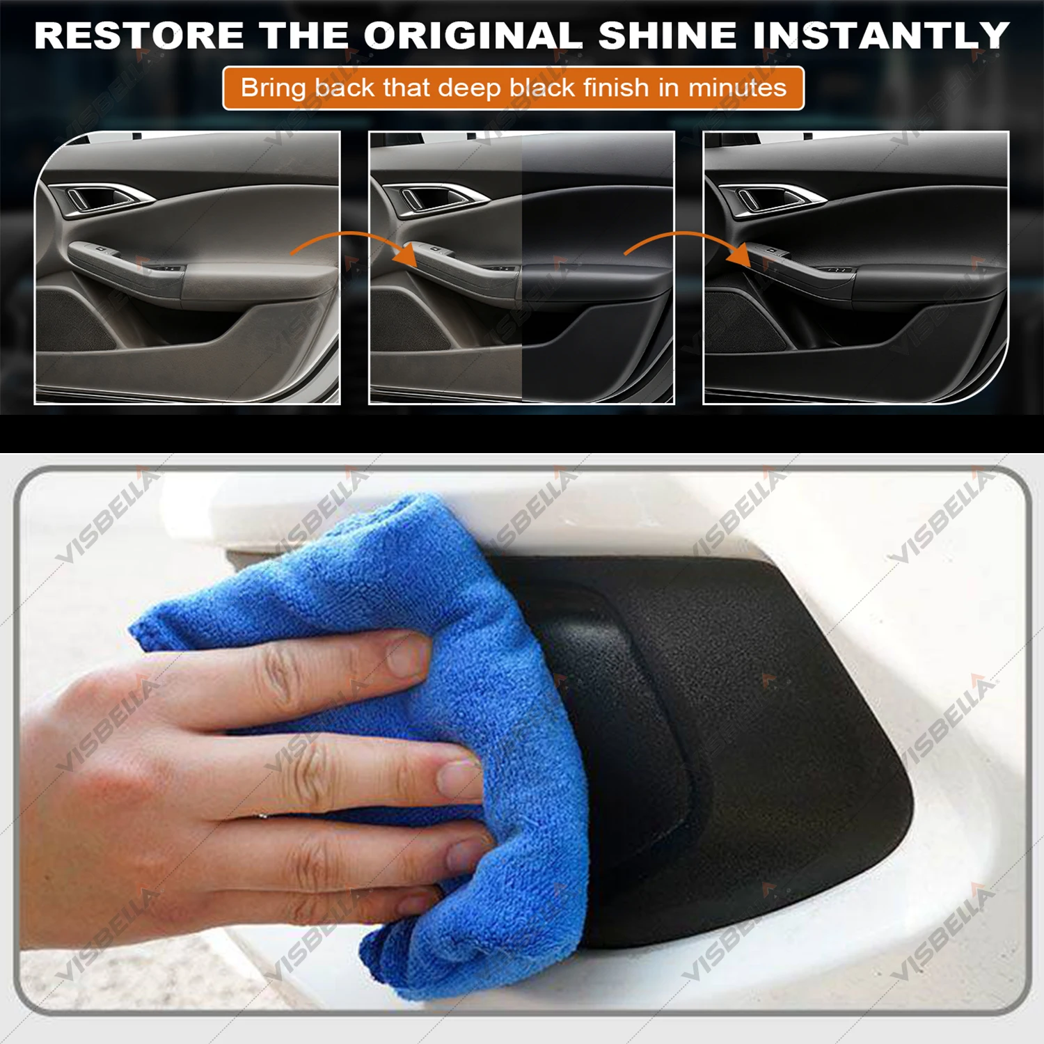 Black Plastic Restorer for Car Automotive Trim Restoration Coating Refresh Faded Plastic Car Exterior Cleaner Protectant