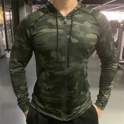 Men Sports Hoodies Camouflage Hoodie Running Gym Zipper Hooded For Man Sport Coat Casual Sportwear Breathable Jackets Spring