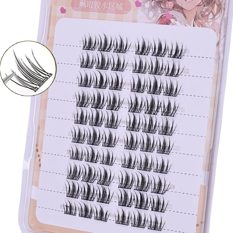 애니메이션 만화 스타일 분할 속눈썹 - 스트립 10개/박스 6개 클러스터 각각 |   DIY 클러스터 인조 속눈썹 자연스러운 모습