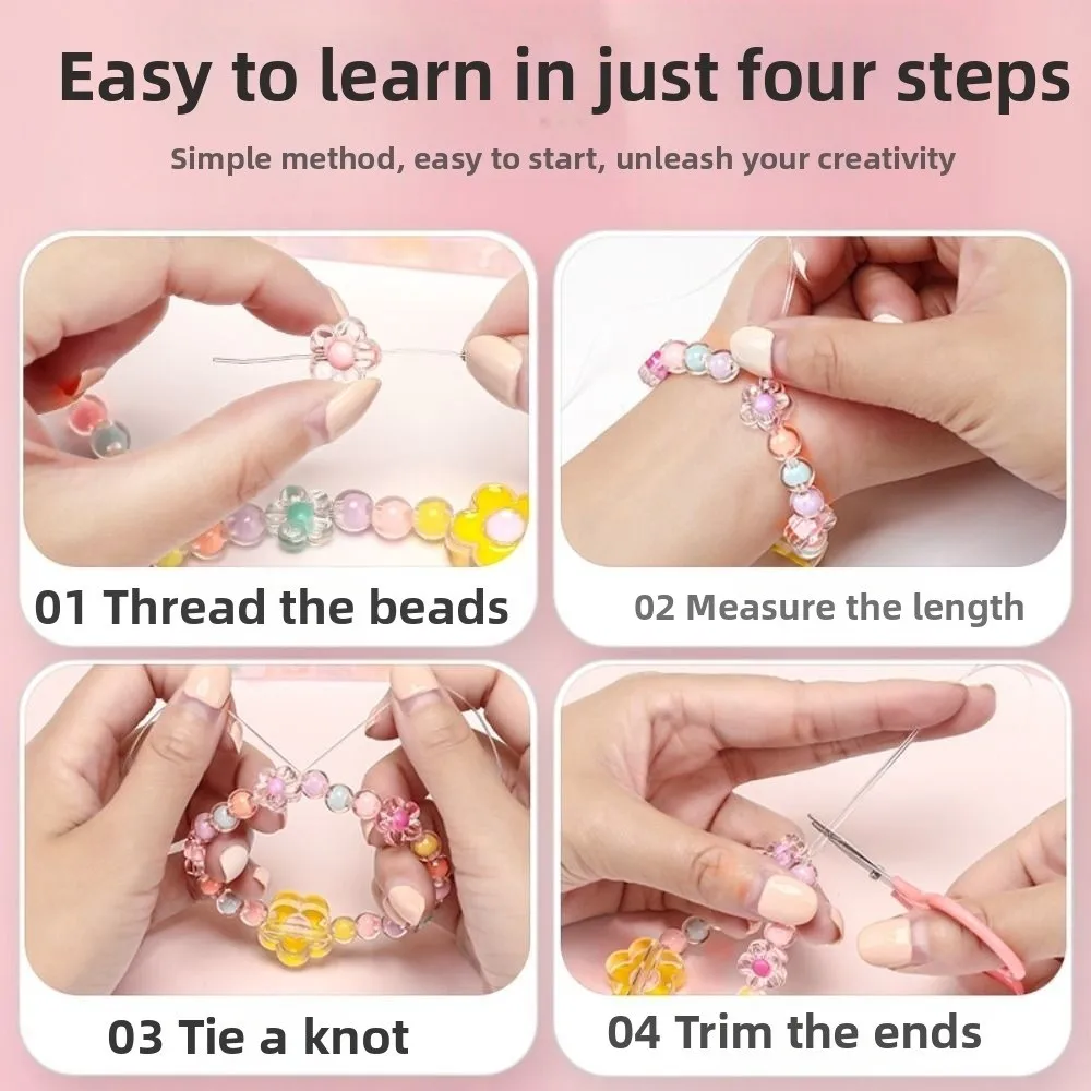 24 Grid DIY Handmade Beaded Kit Toy Acrylic Creative DIY Jewelry Making Kit Colorful Kawaii Beads Bracelet Making Kit Children