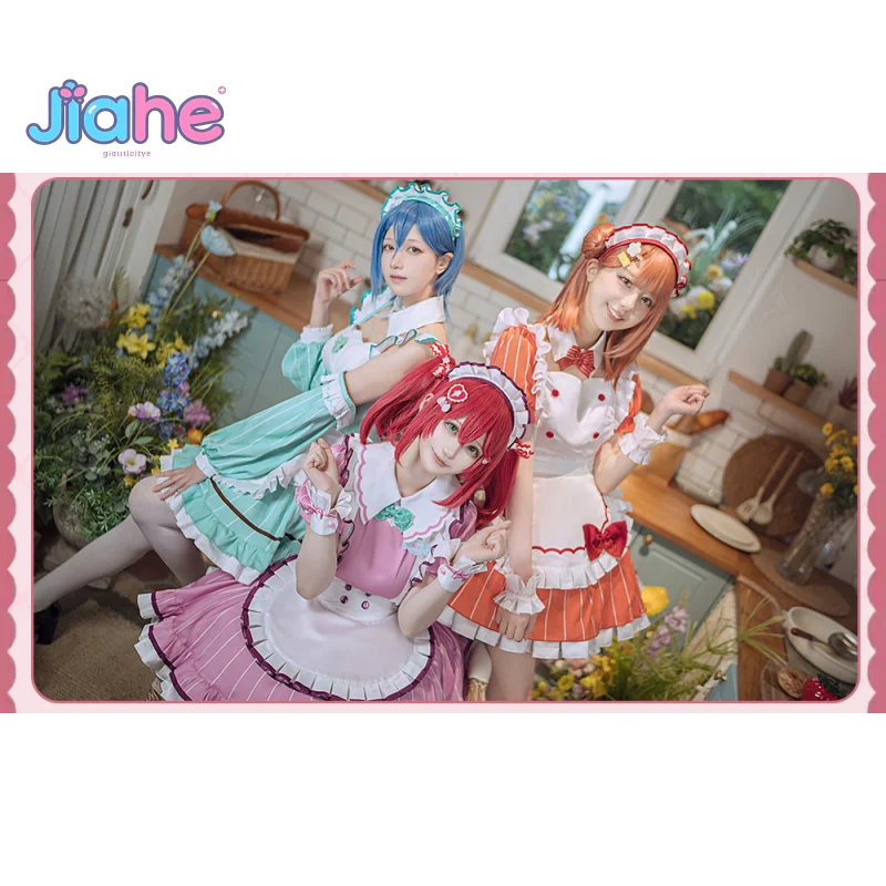 لوف لايف! سوبر ستار! !Uehara Ayumu روبي كوروساوا واكانا شيكي تأثيري حلي الجوارب المئزر التعادل مشبك شعر شعر مستعار هالوين خادمة مجموعة