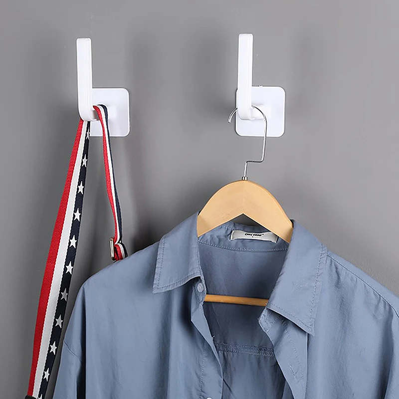 خطافات على شكل حرف L من البلاستيك غير اللكم خلف الباب خطاف لاصق متعدد الوظائف رفوف معلقة أداة تخزين المطبخ والحمام #3