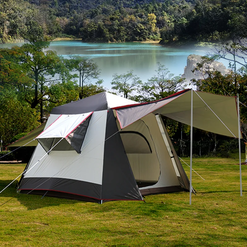 High Quality 4-5 Person Use Double Layer Automatic Quick-Opening Aluminum Pole Waterproof Windproof Sunscreen Camping Tent