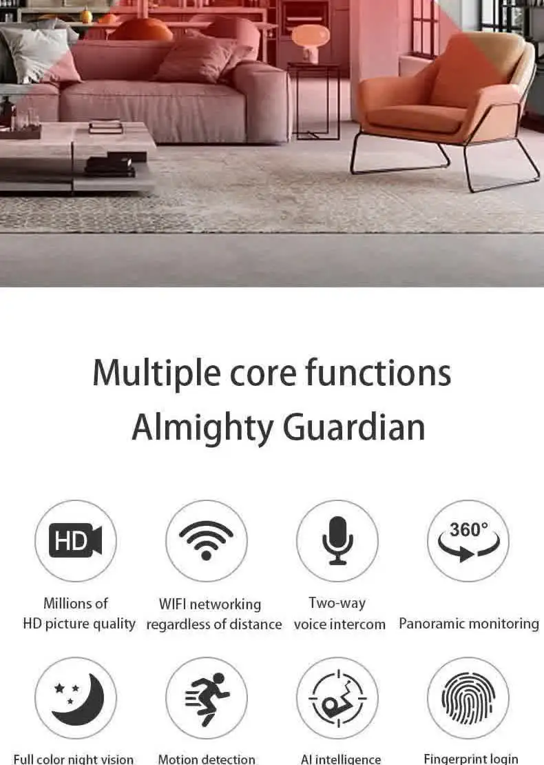 CARPBABA ICSEE 1080P Wifi Bulb E27 Surveillance Camera Full Color Night Vision 360° Rotating Tracking Two-way Talk Smart Home